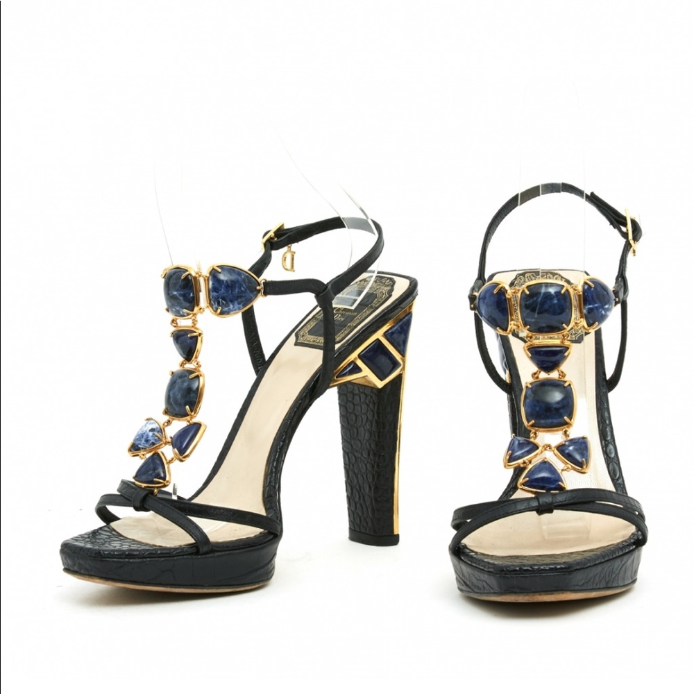 Jeweled High Heel Croc Sandal